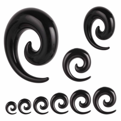 1,2MM-24MM TUNNEL SPIRALE HORN DEHNER DEHNSTAB OHR PLUG TAPER PIERCING SCHWARZ