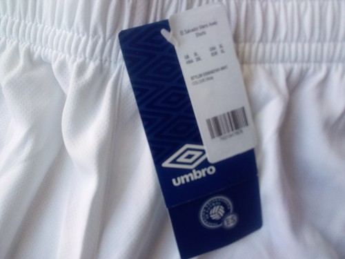 EL SALVADOR 2021-22 AWAY (Large) UMBRO WHITE BLUE STRIPE SOCCER SHORTS WITH TAGS - Picture 6 of 6