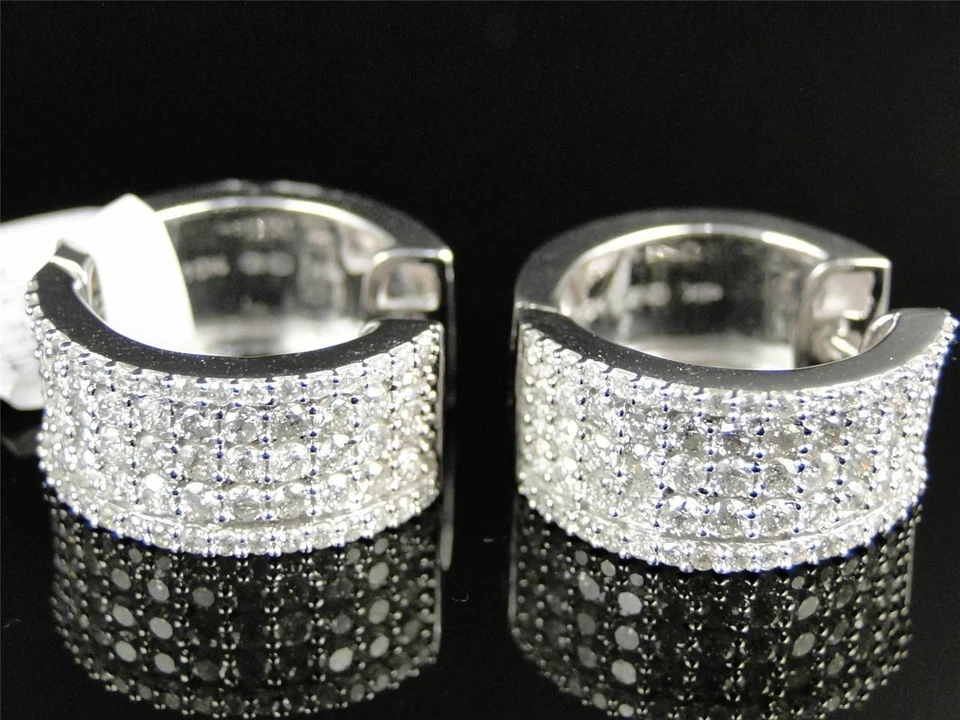 Men's 2.85Ct Round White D/VVS Moissanite Hoop Huggie Fancy Earrings 925 Silver - Image 4 of 4