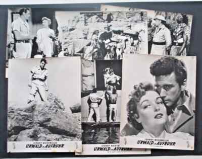 12x Aushangfoto URWALD IN AUFRUHR 1955 mit Weissmüller als Jungle Jim Tarzan