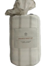 BRAND NEW Hearth Hand Organic Tic Stripe California King Sheet Set