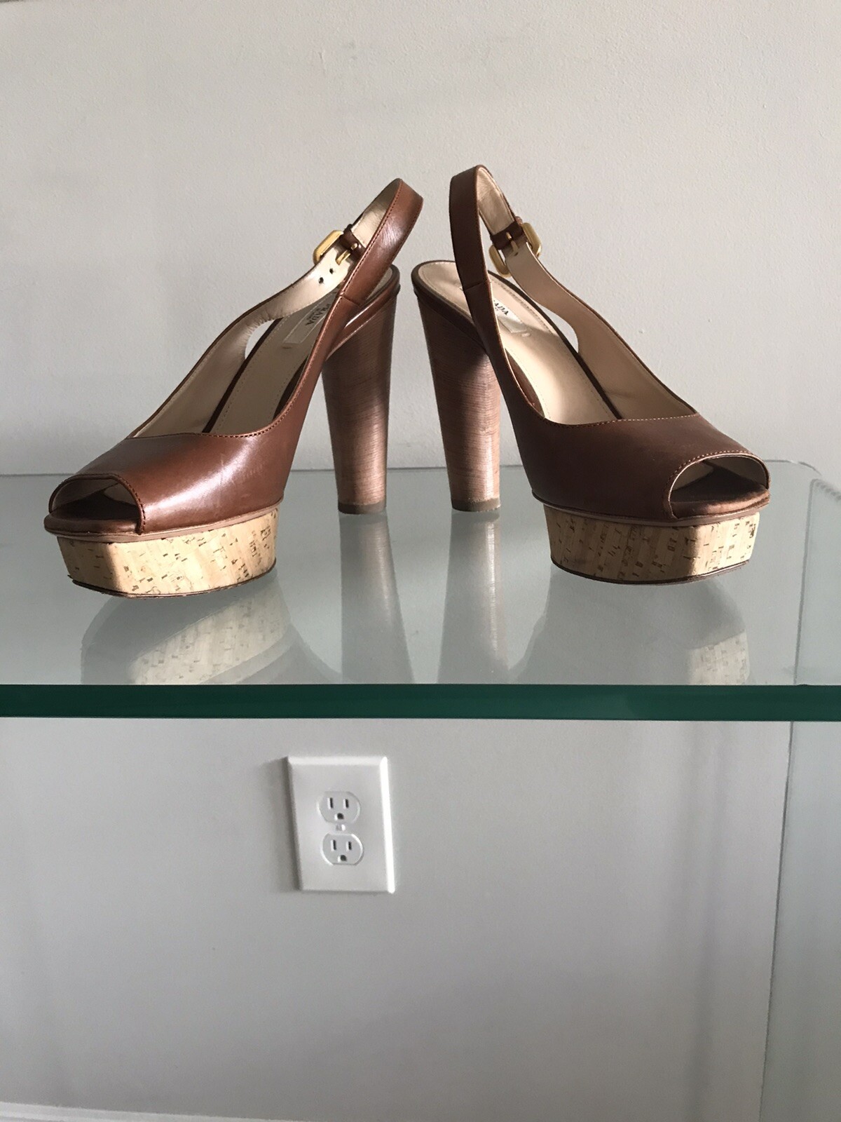 AUTHENTIC PRADA LEATHER HEELS PLATFORM SANDALS SI… - image 7