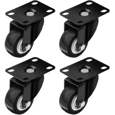 Caster Wheels Rubber Base w/ Top Plate & Bearing 4 Pack (2" NO Brake)