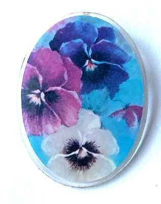 Broche Vintage Pensée - Plastique Marron Et Noir - État Superbe (occasion)