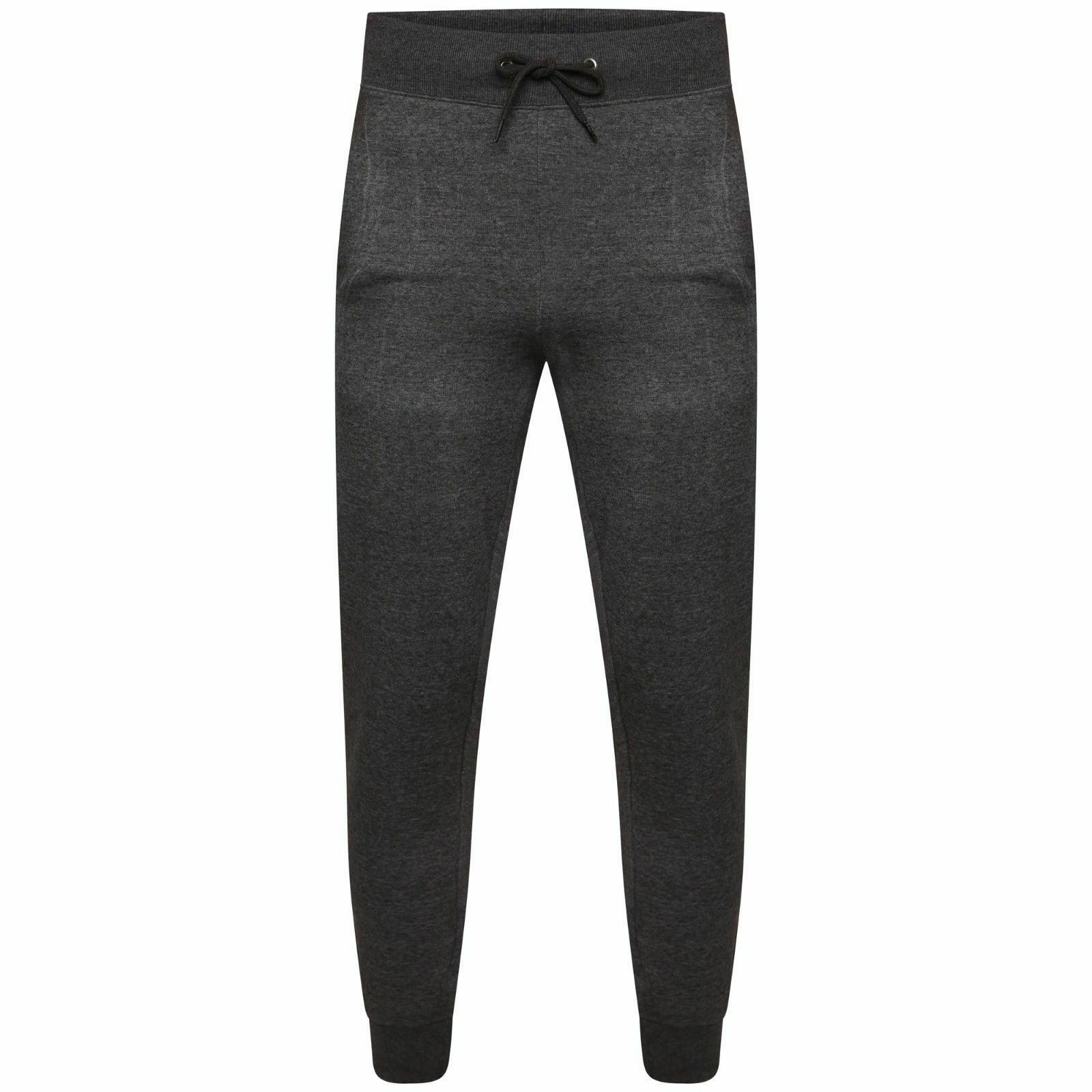 2 PACK Mens Slim Fit Tracksuit Bottoms Skinny Joggers Sweat Pants Gym