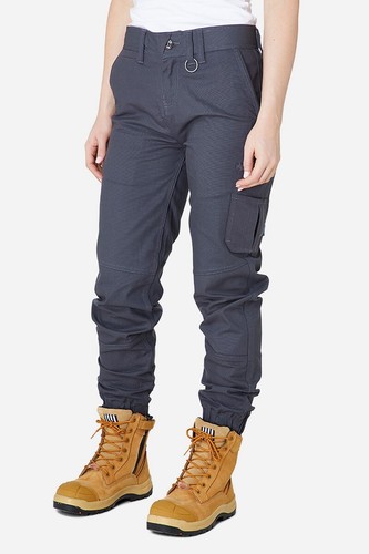 ELWD | Elwood Workwear WOMEN'S CUFFED STRETCH WORK PANTS Army Green, Char EWD503 - Picture 3 of 14