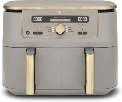 Ninja Dual Zone Air Fryer   2 Schubladen, 9,5L, 6-in-1, Stone/Gold DZ400EUSTGD