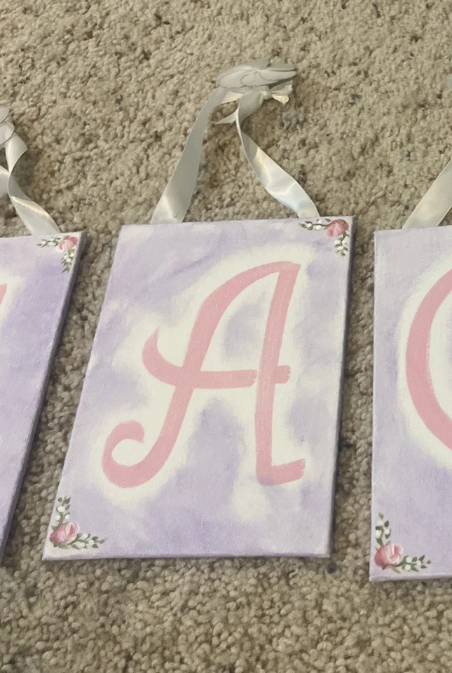 Girl Baby Reagan Name Room Decor Wall Hanging Lavender And Pink - Image 4 of 4