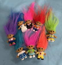 Vintage 1990's Ace Novelty Mini Treasure Troll Dolls Lot Of 8 w/ Belly Gems