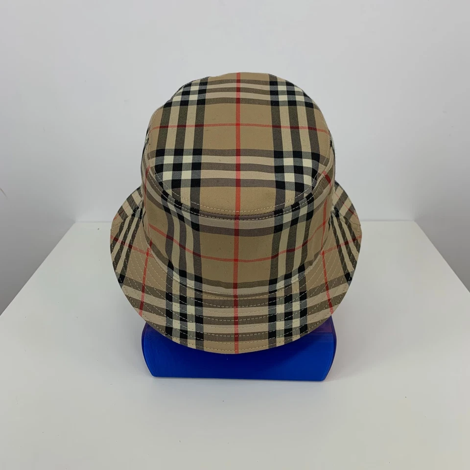 Burberry London Nova Cuadros Monograma Algodón Lona Cubo Sombrero Gorra Cabeza Talla M Foto 4 de 4