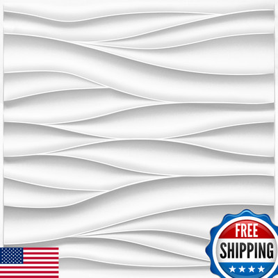 STICKGOO White Wave 3D Wall Panels for Interior Decor 19.7''x19.7'' Accent Wall