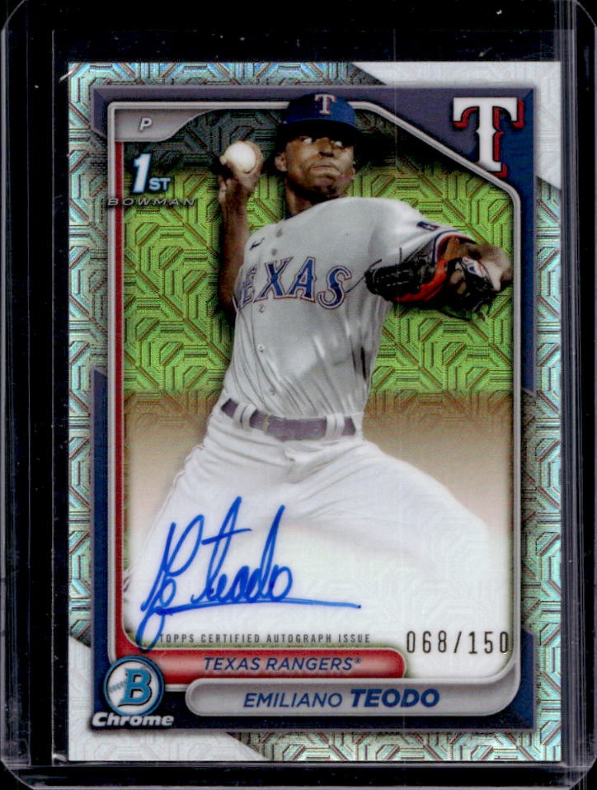 2024 Bowman Chrome Emiliano Teodo Auto HTA Choice Refractor 1st #68/150