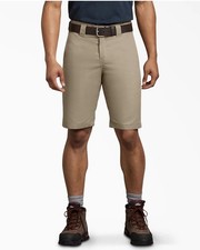 Dickies Men  s Flex Work Short Regular Fit In Khaki Size 34