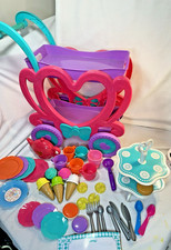 Kid Connection Pink Purple Teal Tea Cart Caddy Tea Party 42 Pieces  Cart