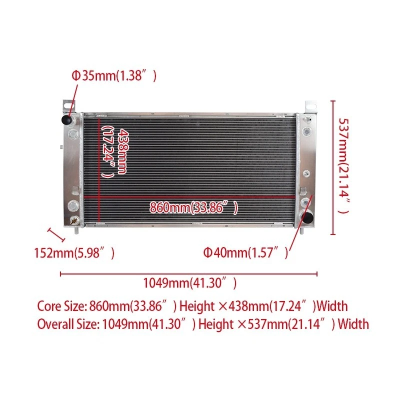 Алюминиевый радиатор подходит для Chevrolet/Chevy Tahoe GMC Sierra 1500 2500 3500 1999-2014 годов выпуска - Изображение 3 из 4
