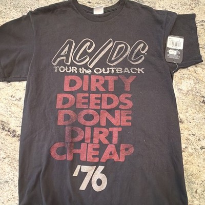 AC/DC Junk Food Tees Tour The Outback Black T Shirt Dirty Deeds NWT Size M