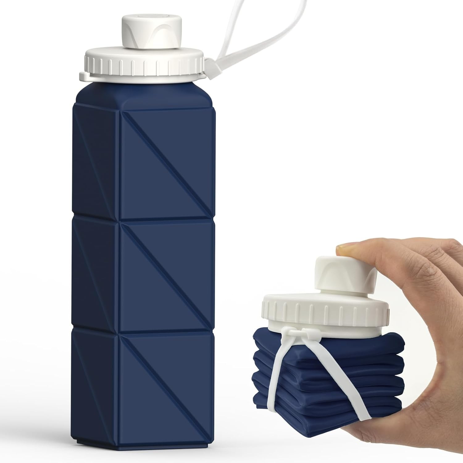 20.6oz, Silicone Foldable Portable Travel Water Bottle