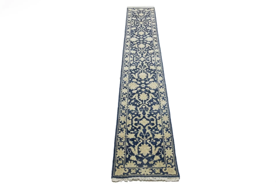 Muted Floral Transitional Runner Rug 2X12 ft Handmade Narrow Oriental Decor - Image 4 of 4