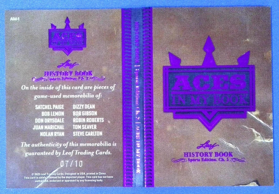 2025 Leaf Aces In My Book RYAN CARLTON SEAVER GIBSON... 10 GAME USED Relics /10 - Image 2 of 2