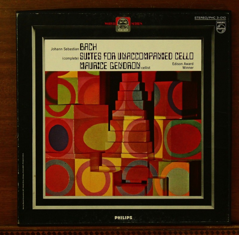Bach Suites for Unaccompanied Cello HEAR 3 LP Maurice Gendron Philips PHC 3-010
