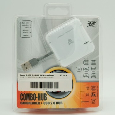 Bazoo Combo-Hub Cardreader + USB 2.0 Hub - Kartenleser Micro SD SDHC SDXD CF MS