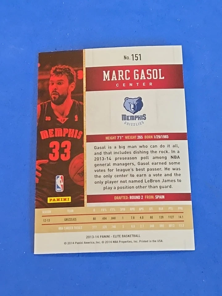 2013-14 Marc Gasol Panini Elite #151 - Image 2 of 2