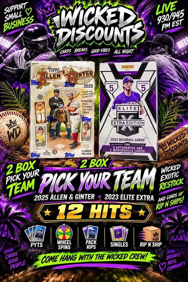 🔥Allen & Ginter ELITE⚾ 2 BOX PYT LARGE PACK BUFFET MYSTERY PACKS and MORE