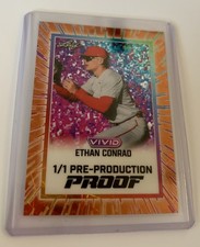 2025 Leaf Vivid Baseball ETHAN CONRAD Cubs Prospect PROOF 1/1 Orange Laser