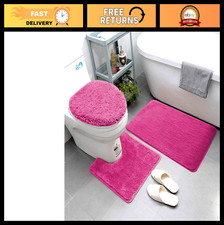 3-Piece Bathroom Rug Set - Soft Microfiber Bath Rug, Contour Mat  Toilet Lid Co