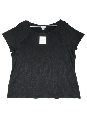 Jaclyn Smith Collection Womens Short Sleeve Mesh Top Round Neck Size 2XL Black