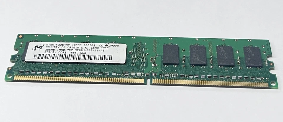 Micron 256MB DDR2 PC2-3200U CL3 400MHz 1Rx8 Desktop RAM MT8HTF3264AY-40EB3 - Image 3 of 4