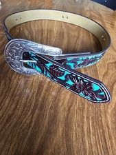 Ariat Western belt for women, brown and teal, size 26, excellent condition