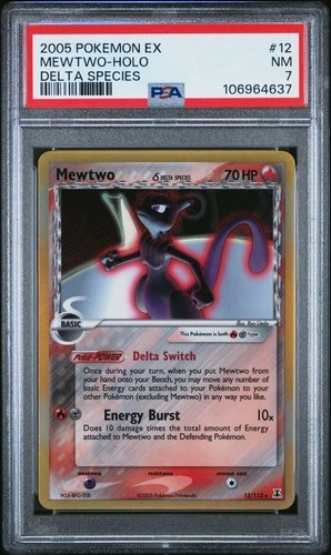 2005 POKEMON EX DELTA SPECIES #12 MEWTWO-HOLO PSA 7
