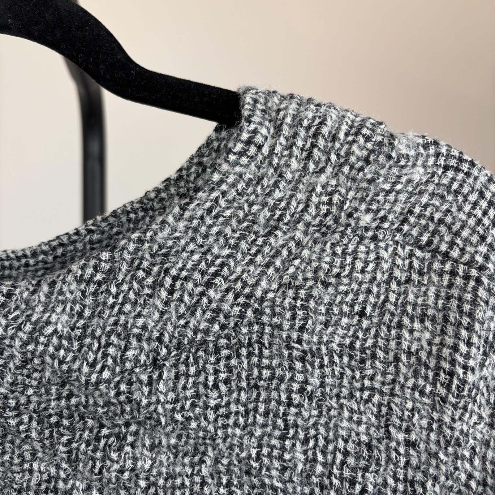 Sahara Womens Grey White Black Wool Blend Jumper Button Detail Size Small Medium image 8