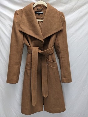 Karl Lagerfeld Paris Women's Wool  Blend  Mocha Brown Belted Coat Sz Small