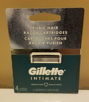 Gillette Intimate Pubic Hair Razor Cartridges 4 Razor Blade Refills NIB