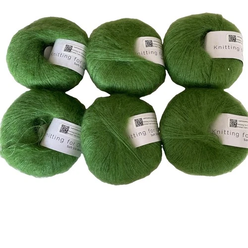 Knitting for Olive silk mohair in Clover Green, 6 skein lot.  - product listing photo