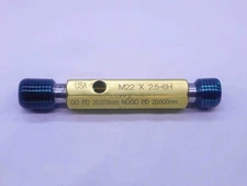M22 X 2.5 6H METRIC THREAD PLUG GAGE 22 GO NO GO P.D.'S = 20.376 & 20.600 CHECK
