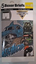 New Boys Monster Jam Trucks Sz 8 Boxer Briefs 5 pk Grave Digger Megalodon