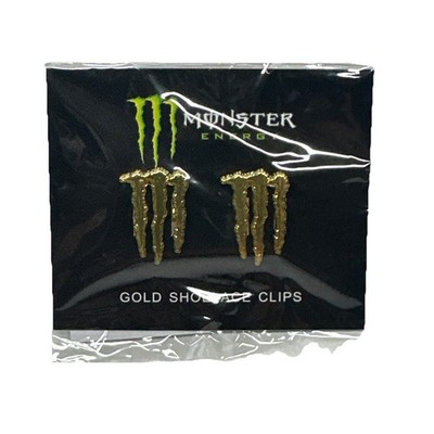 Monster Energy Drink Gold Shoelace Clips Charms RARE