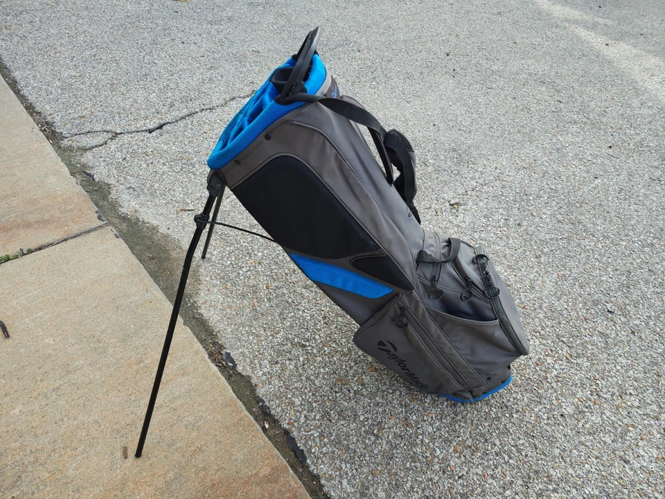 Taylormade Flex Tech Crossover 双带 14 分隔高尔夫支架包 灰色/蓝色 — 第 3/4 张图片