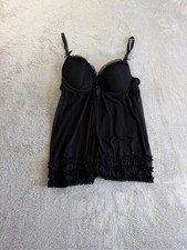 Black Lace-Trim Babydoll Chemise L