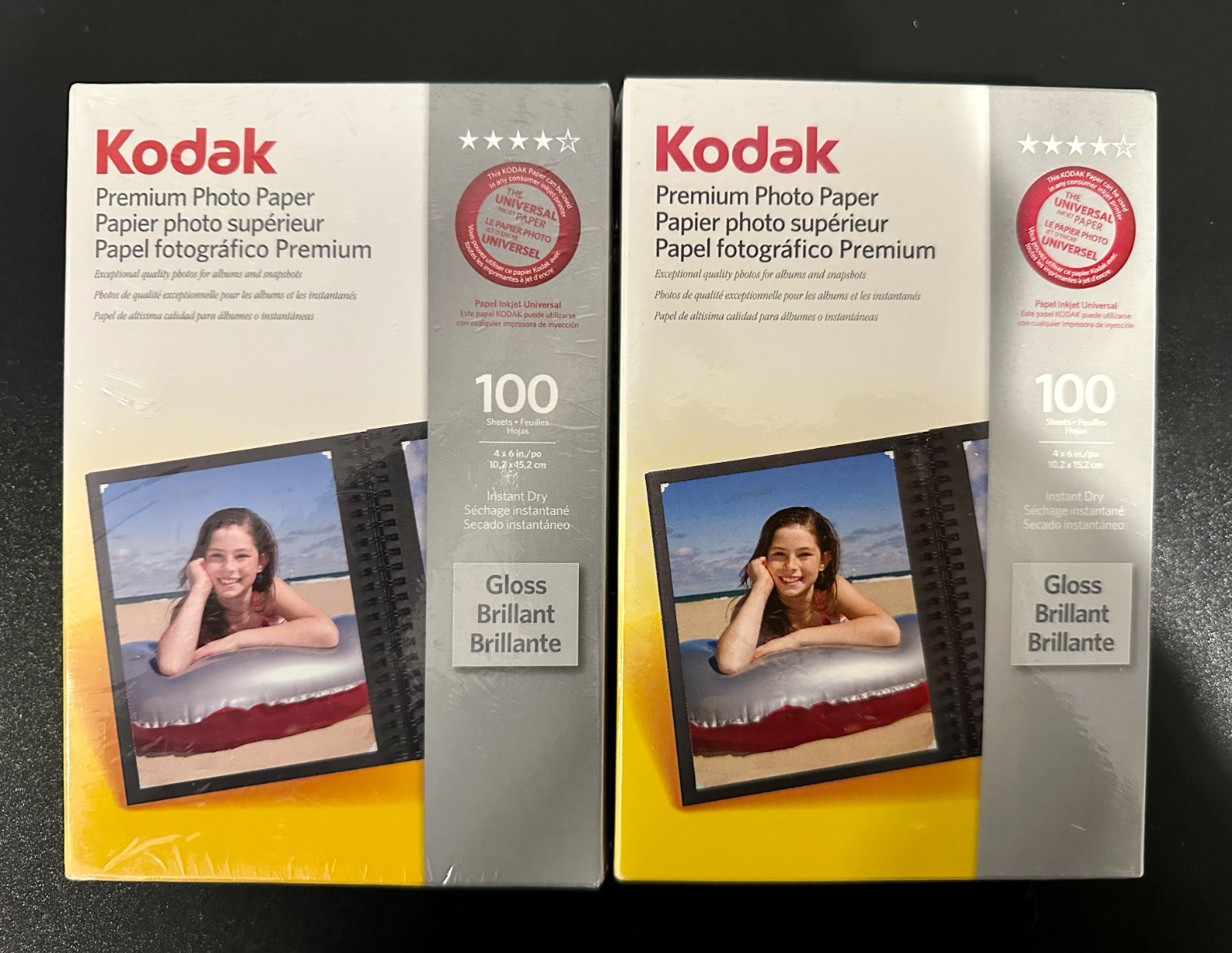 Kodak Premium Photo Paper 4 x 6 inch Gloss Finish 100 Sheets 2 Pack *NEW/SEALED*