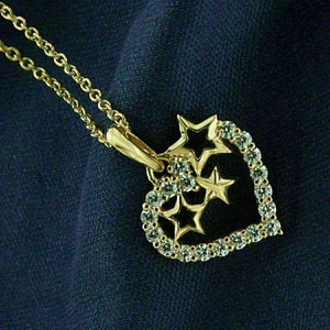 Authentic 14K Yellow Gold Plated In 1.20Ct Round Cut Simulated Diamond Heart Shape Pendant