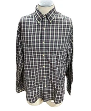 Louis Philippe mens shirt Casual Botton Up Long Sleeve L 41/42 pocket Plaid