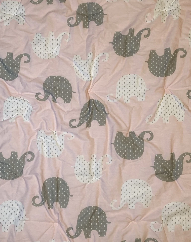 Manta Bebé Nojo Cuna Edredón Elefantes Gris Blanco Rosa Círculos Reversibles Foto 2 de 4
