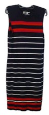 ELIZA J Knit Dress Size 2X Sheath Multicolored Striped Dress Midi Sleeveles