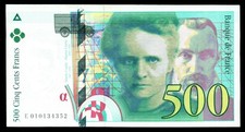 FRANCE: 500 Francs banknote paper Money 1994 Marie & Pierre Curie