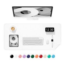 PU Leather Desk Pad 30x14 inch Non-Slip Desk Mat Large Mouse Pad White