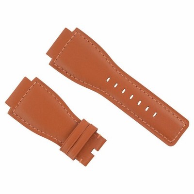 24mm Leather Watch Strap Smooth Band For Bell & Ross BR-01-03 Watch Orange